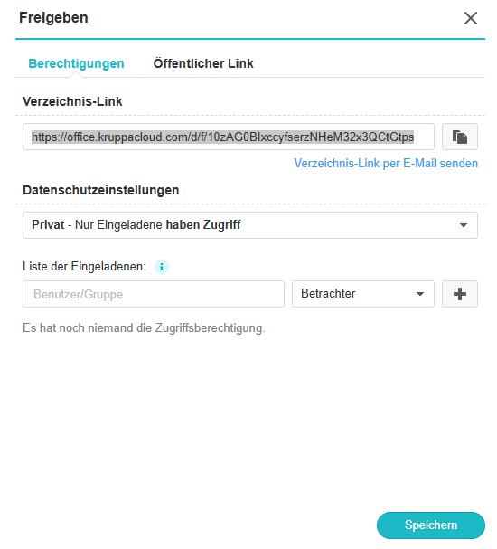 Freigabe – Zugriff nur für eingeladene Personen
